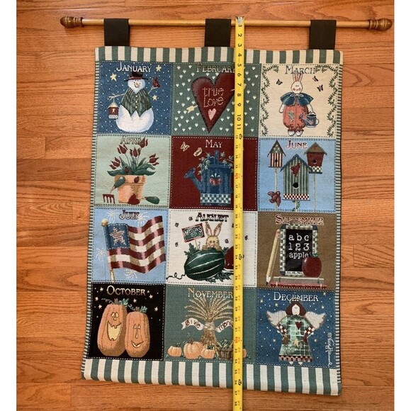 Wall Hanging Tapestry Banner Calendar Pictures Highlight Monthly Events Holidays - Picture 4 of 7